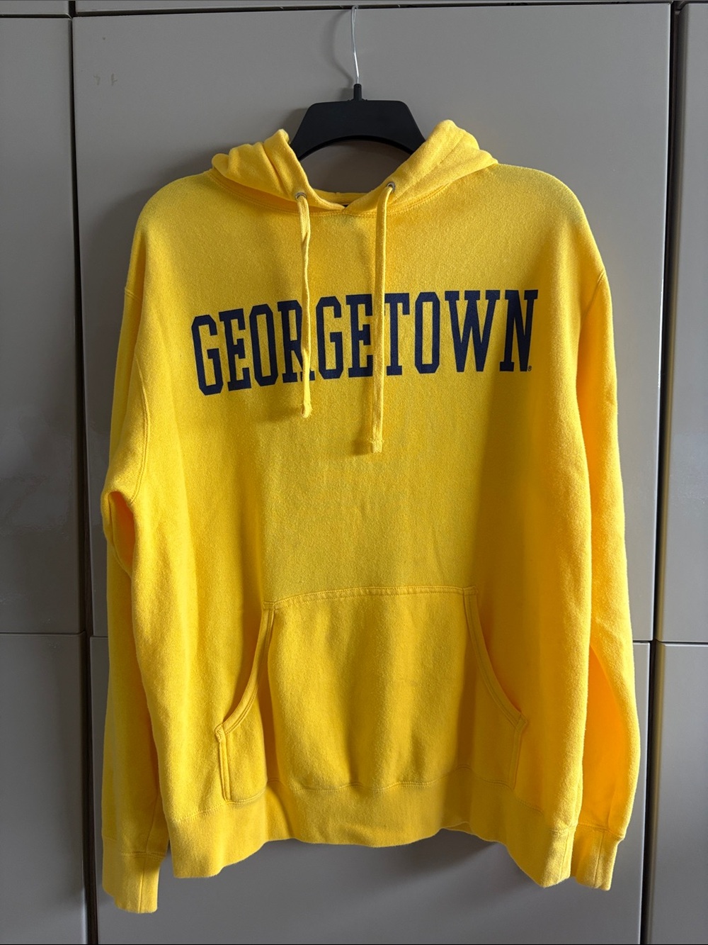 George Bright Yellow 'Georgetown' Pullover Hoodie with Navy Lettering
